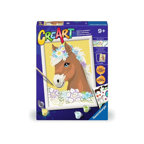 Kreatívna farba Ravensburger podľa čísla - kôň s kvetmi