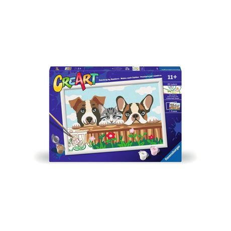Kreatívna farba Ravensburger podľa čísla - mačka a psy
