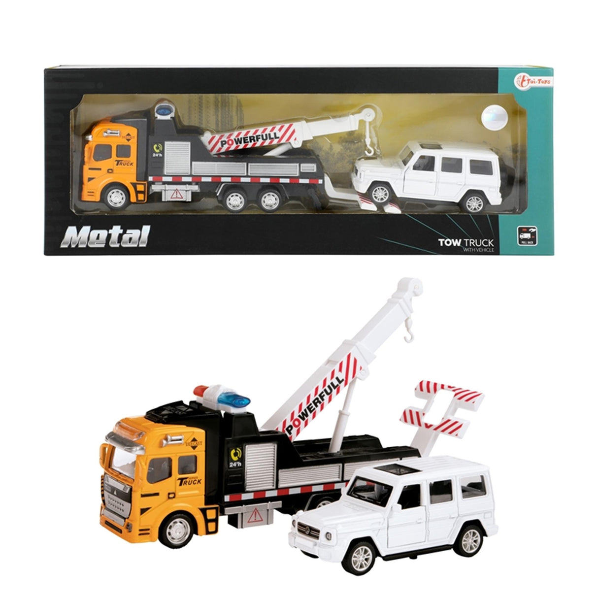 Toi-toys toi toys tow truck pull back and car