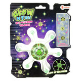 Toi-toys glanz an der donkeler tumbling UFO