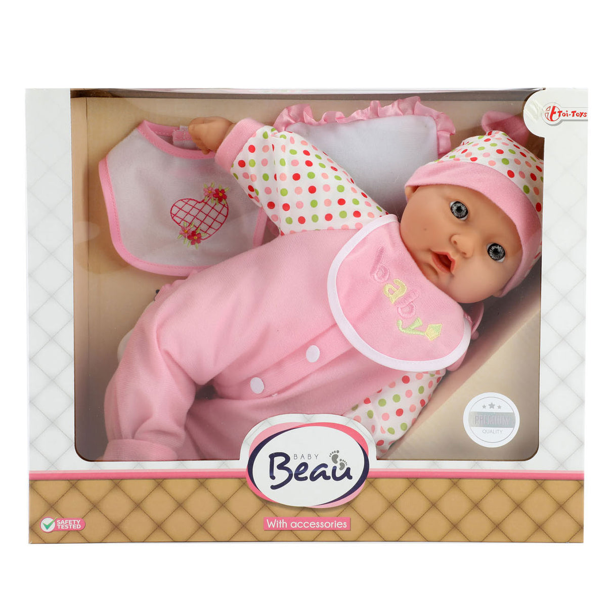 Beau Baby Babypop con bottiglia e bavaglini, 40 cm