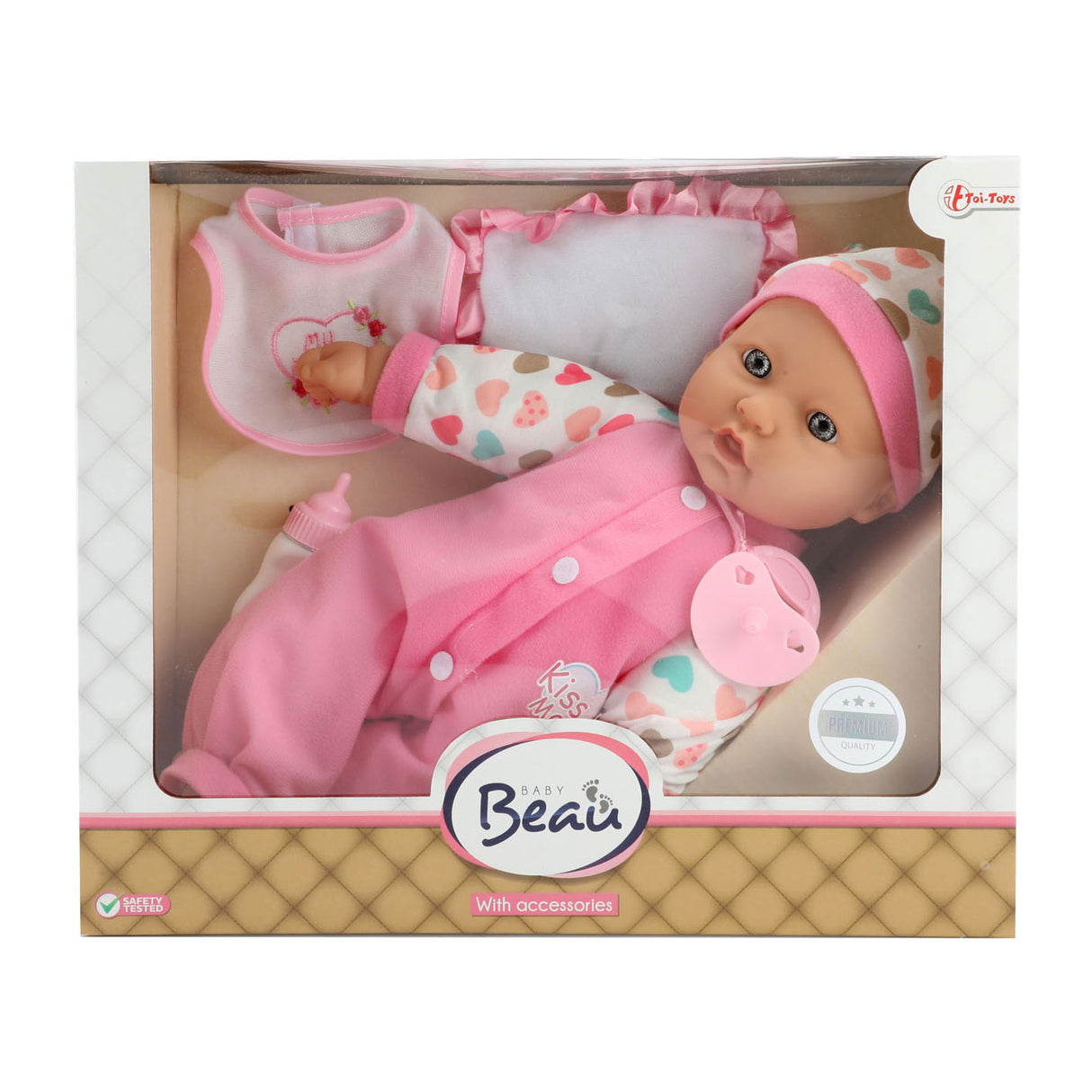 Beau Baby Babypop met Fles en Slabber, 40cm