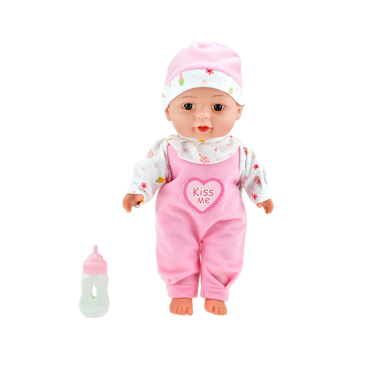 Beau Baby Liggende Babypop met Flesje, 30cm