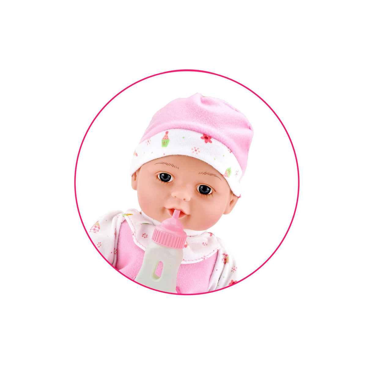 Beau Baby Liggende Babypop met Flesje, 30cm