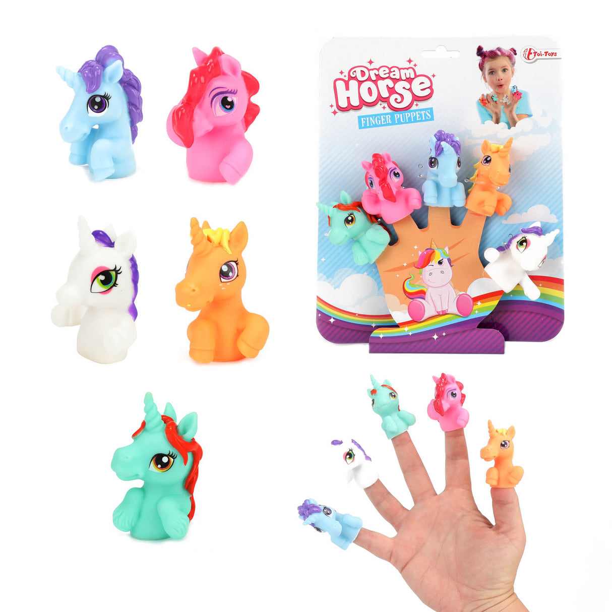 Toi-Toys Finger Puckers Unicorn, 5st.