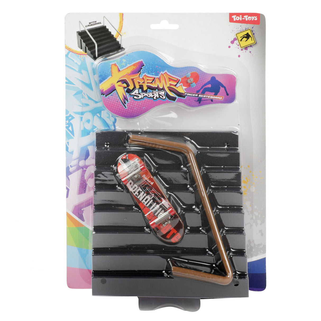 TOI-TOYS Finger-Skateboard avec escaliers, 4dlg.