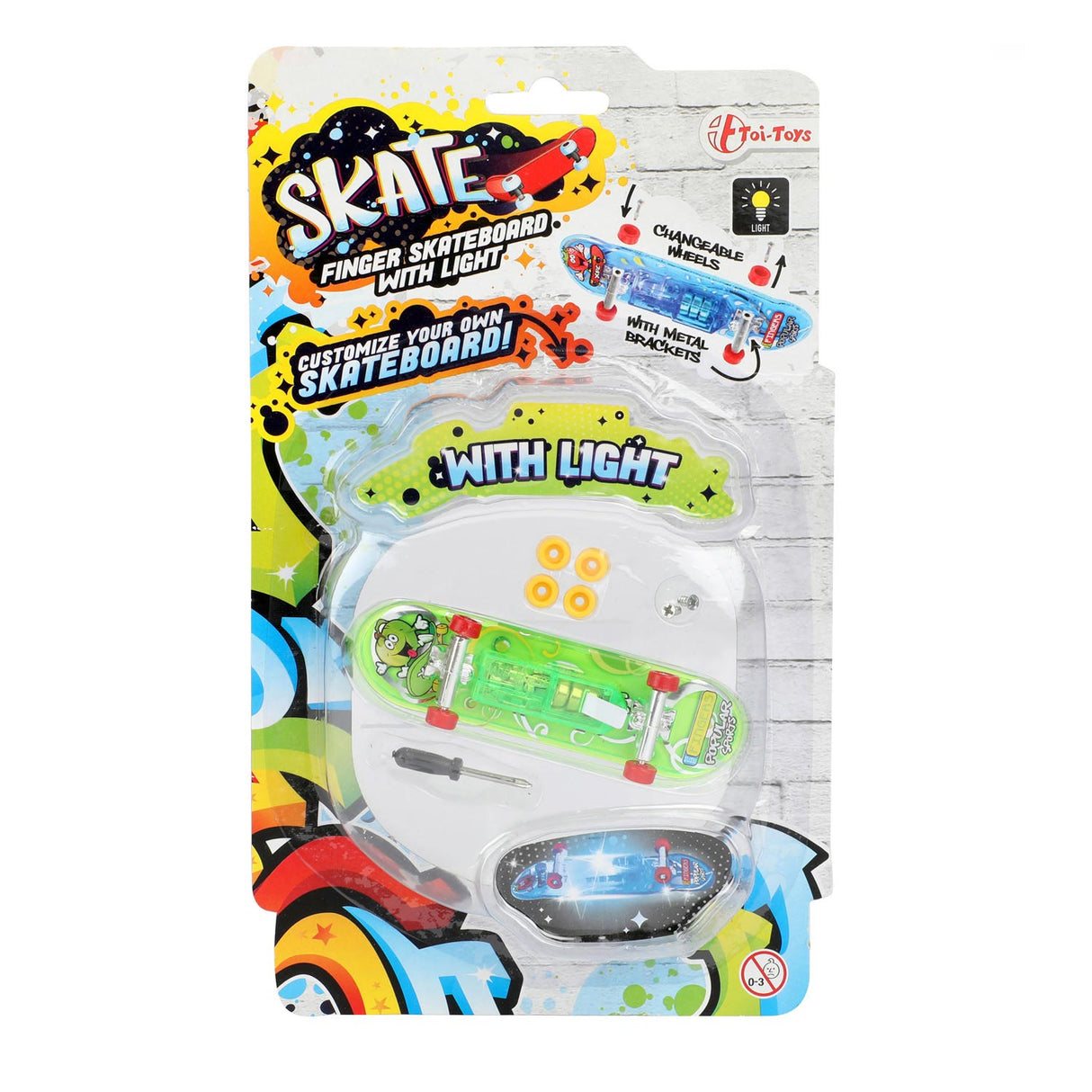 TOI-TOYS fingerskateboard med lette og ekstra hjul