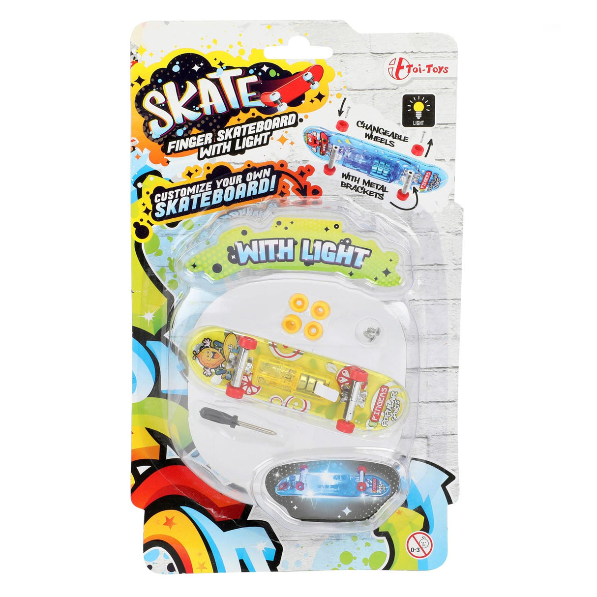 Toi-Toys fingerskateboard med ljus och extra hjul