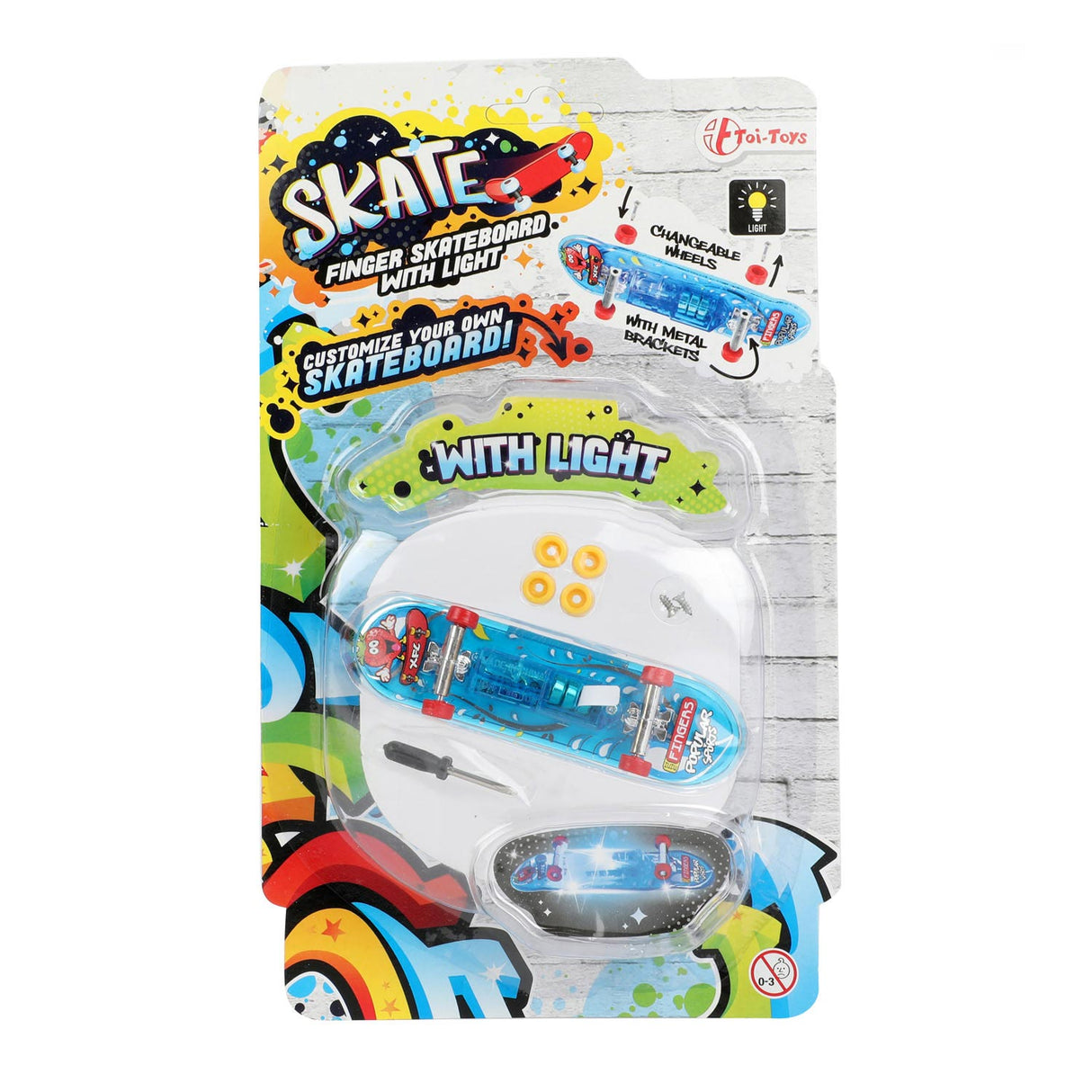 Toi-Toys fingerskateboard med ljus och extra hjul