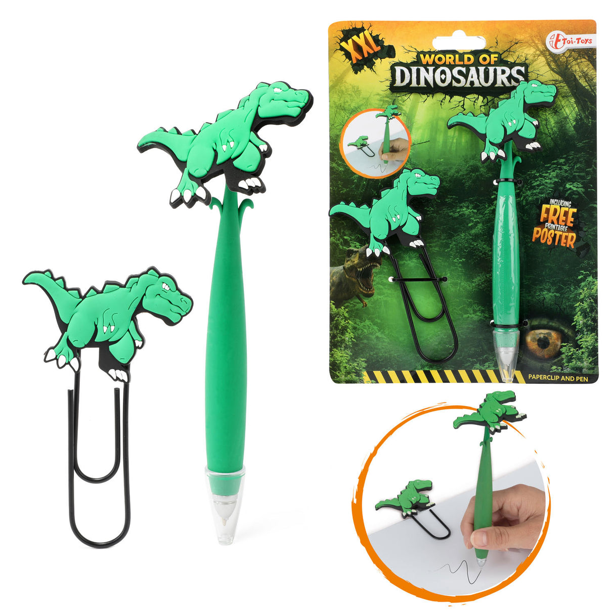 Toi-Toys Dinosaurus Mega Paperclip med pen