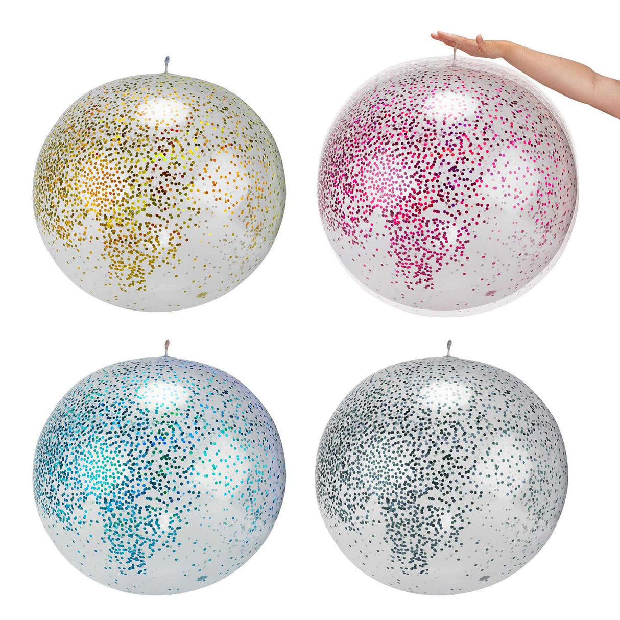 TOI-TOYS Ballon à paillettes gonflables, 60 cm