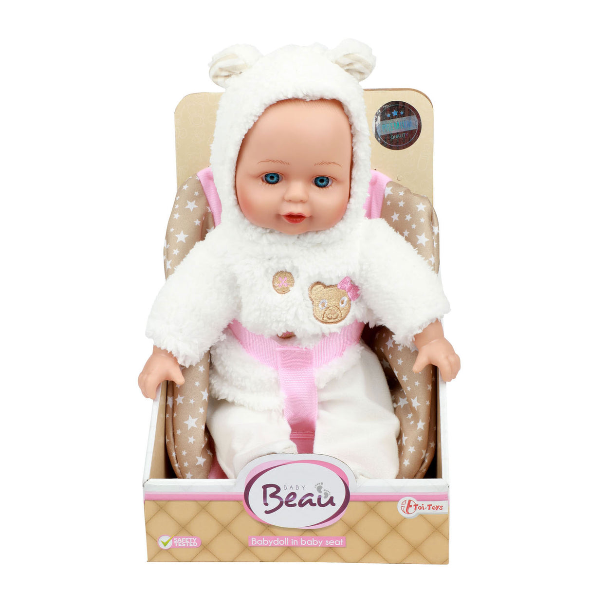 Beau Baby Babypop in Poppenzitje, 33cm