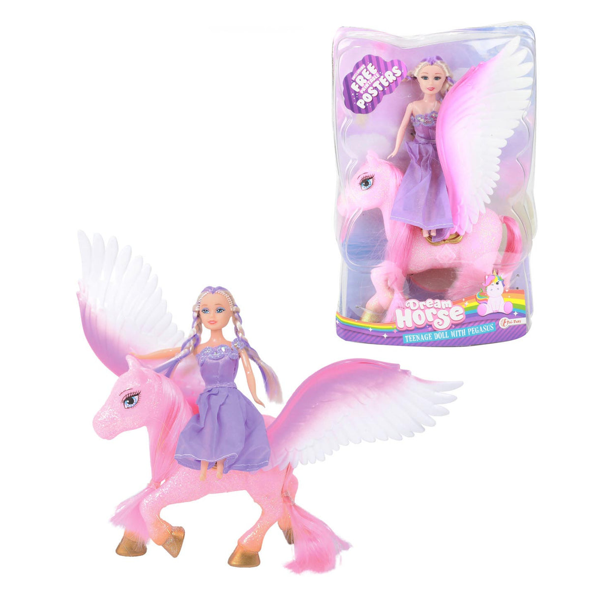 Dream Horse Unicorn Pegasus med tenåringsdukke