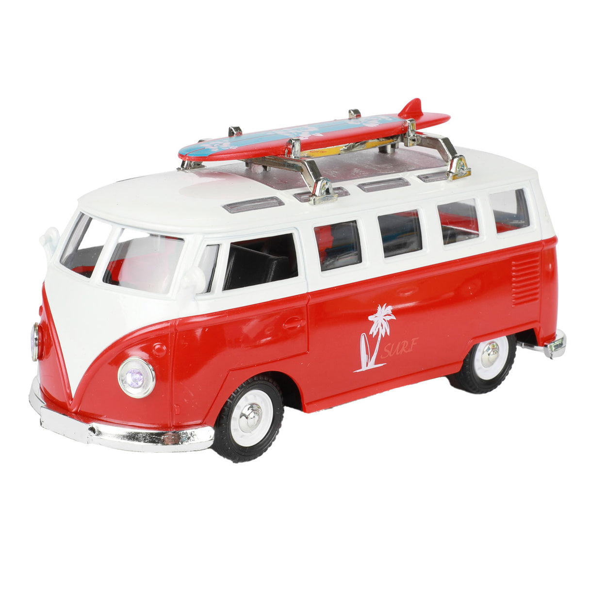 Toi-toys Pull-Réck Retro Bus mam Liicht an Toun