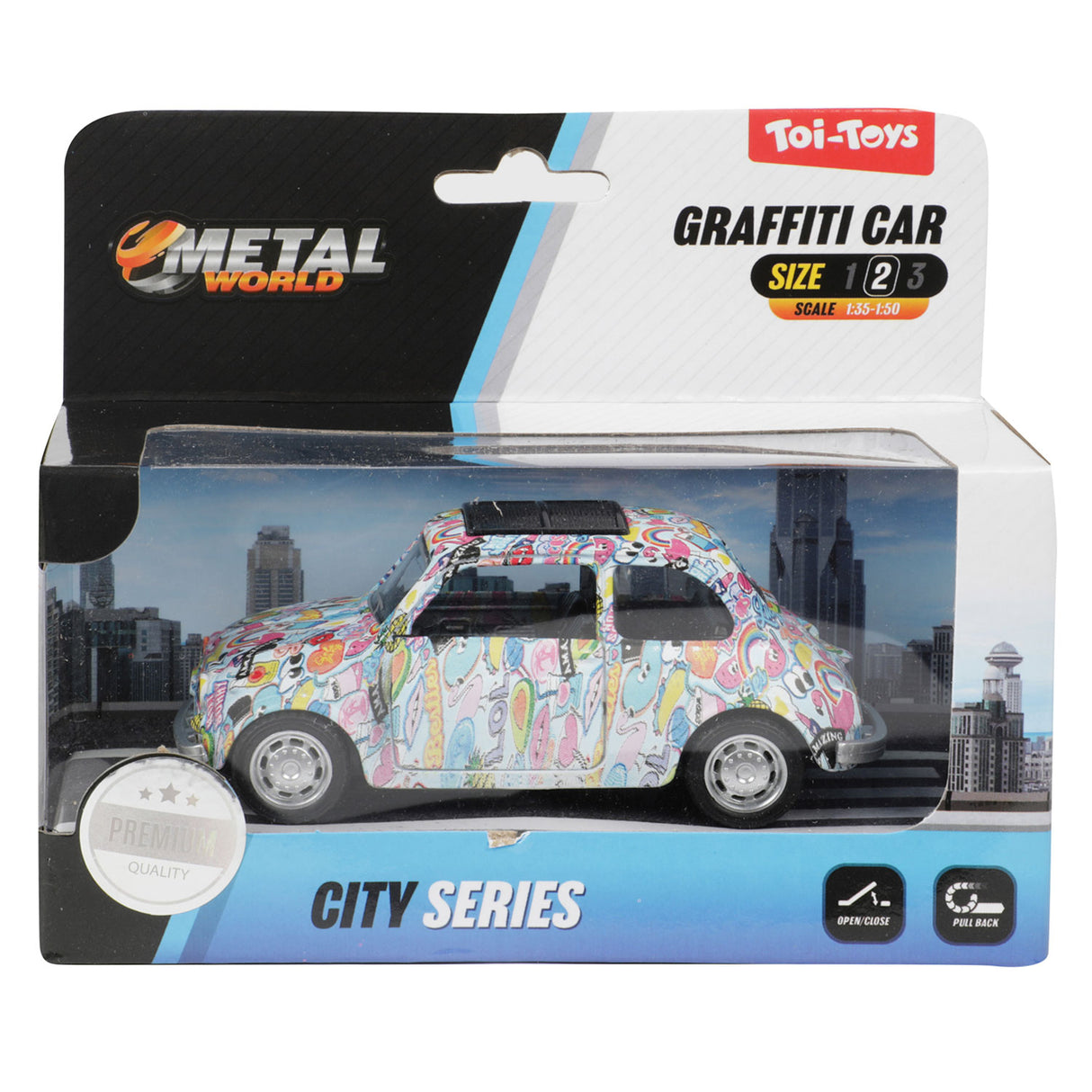 Voiture de graffitis en métal