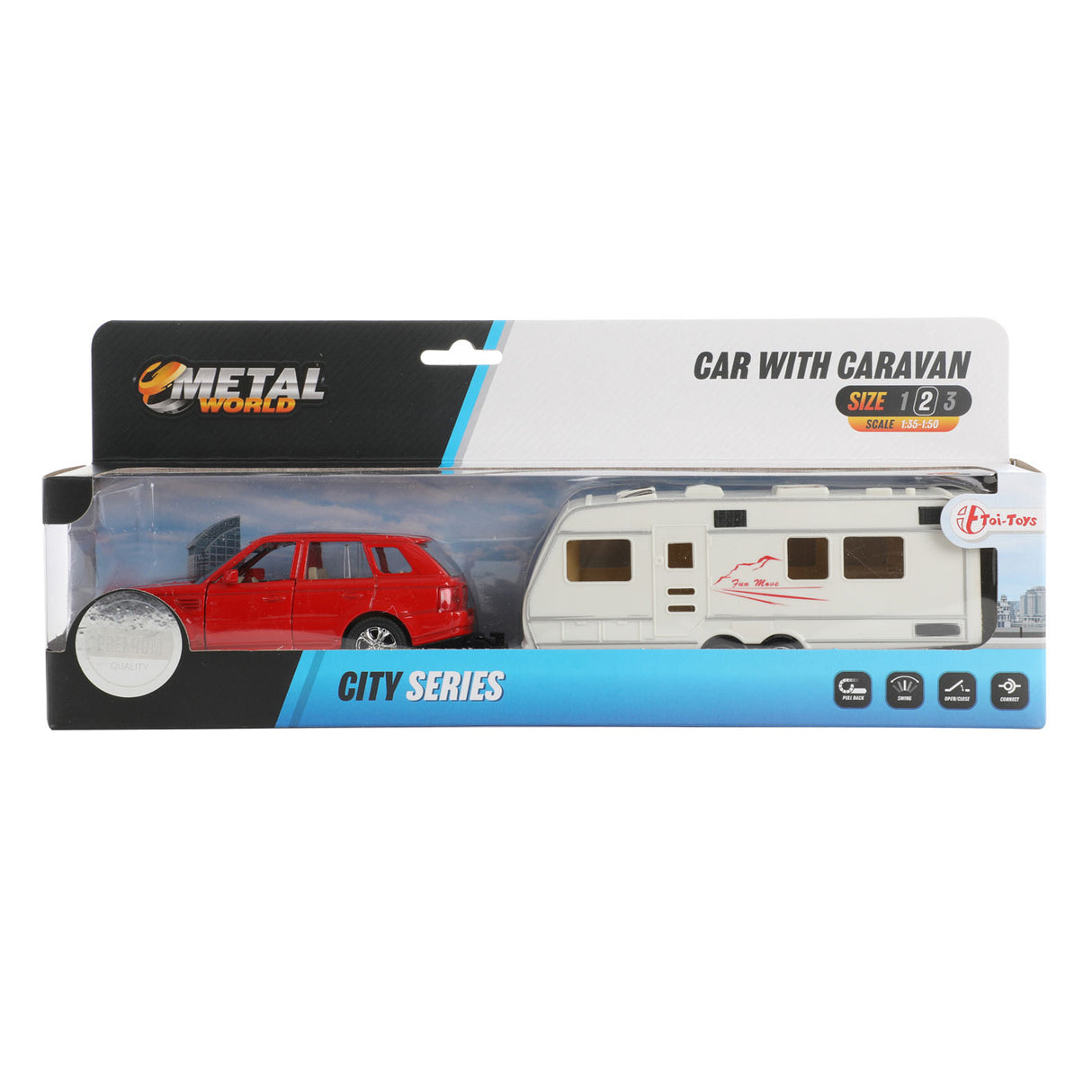 Toi-Toys Metal Pull-Back Car con Caravana 1:48