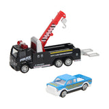 Metal friction tow truck with car