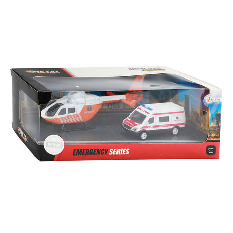 Toi-Toys Metal Traumahelikopter en Ambulance Oranje