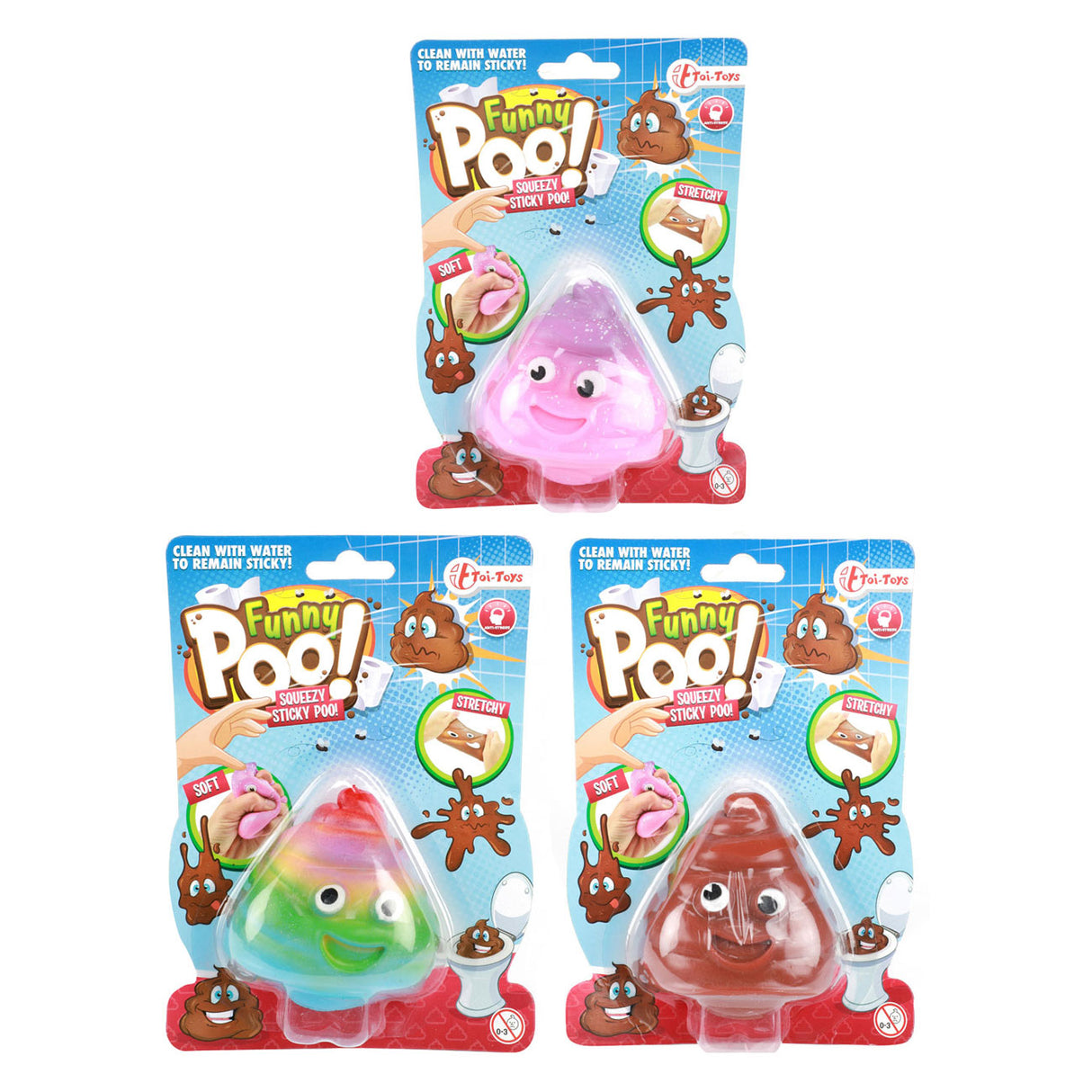 Toi-Toys Funny Poo Sticky Elastyczny Uśmiechnięty Turd