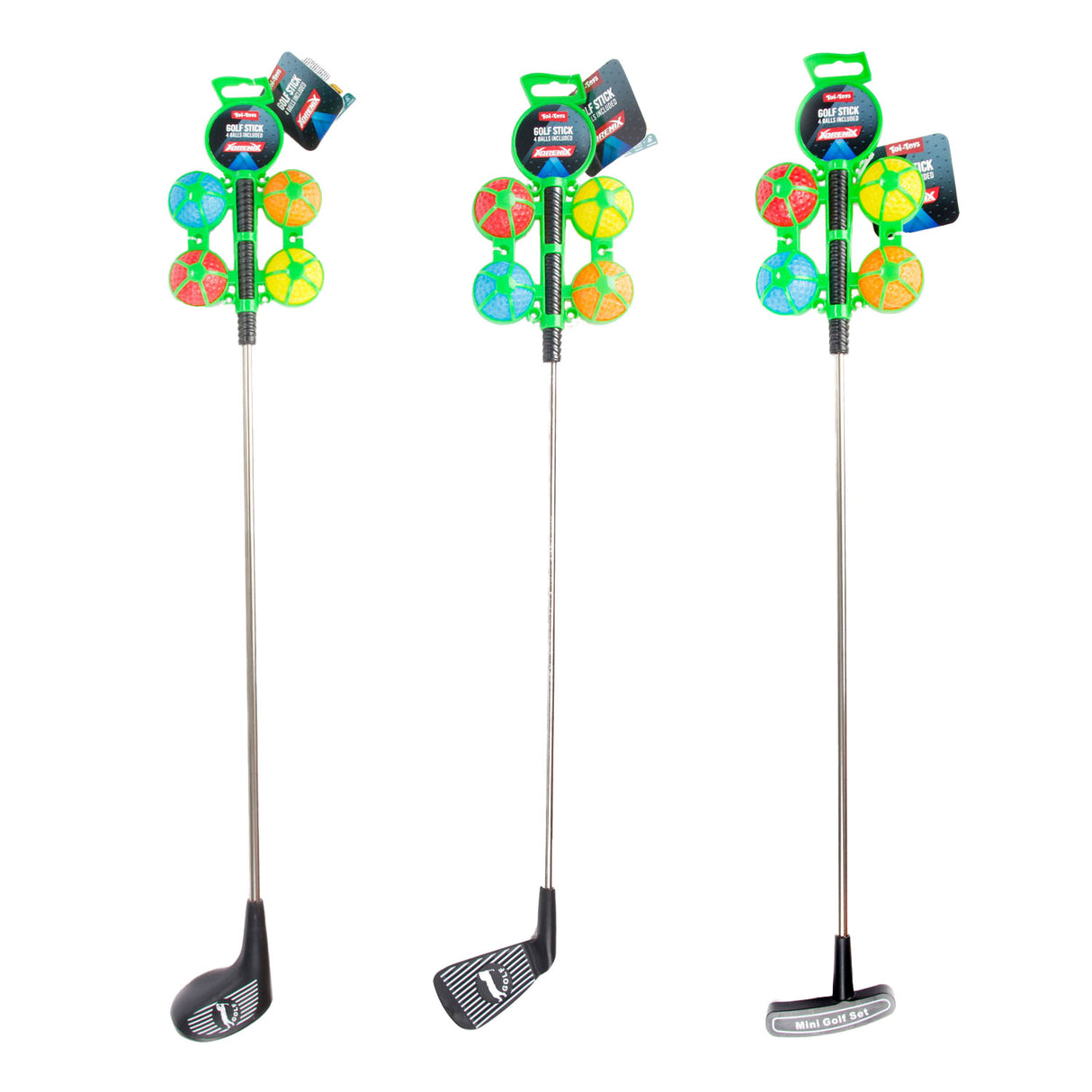 Toi-Toys Adrenix Golf Stick Metal mit 4 farbigen Bällen, 5dlg.