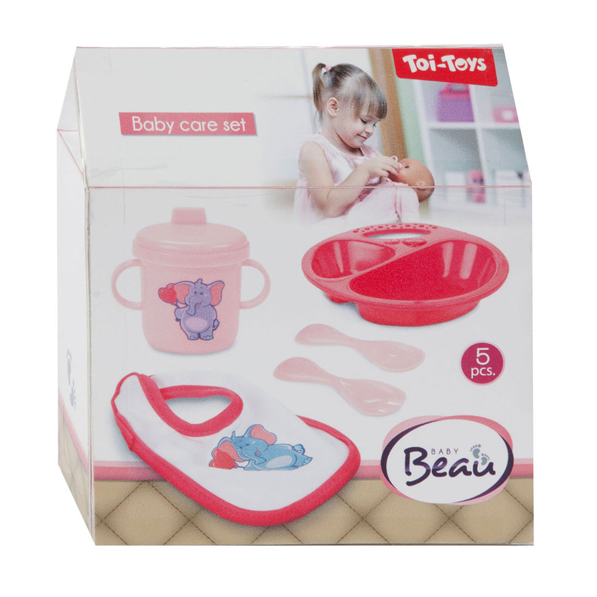 Baby Beau Baby Babypop med Bib and Crockery, 5dlg.