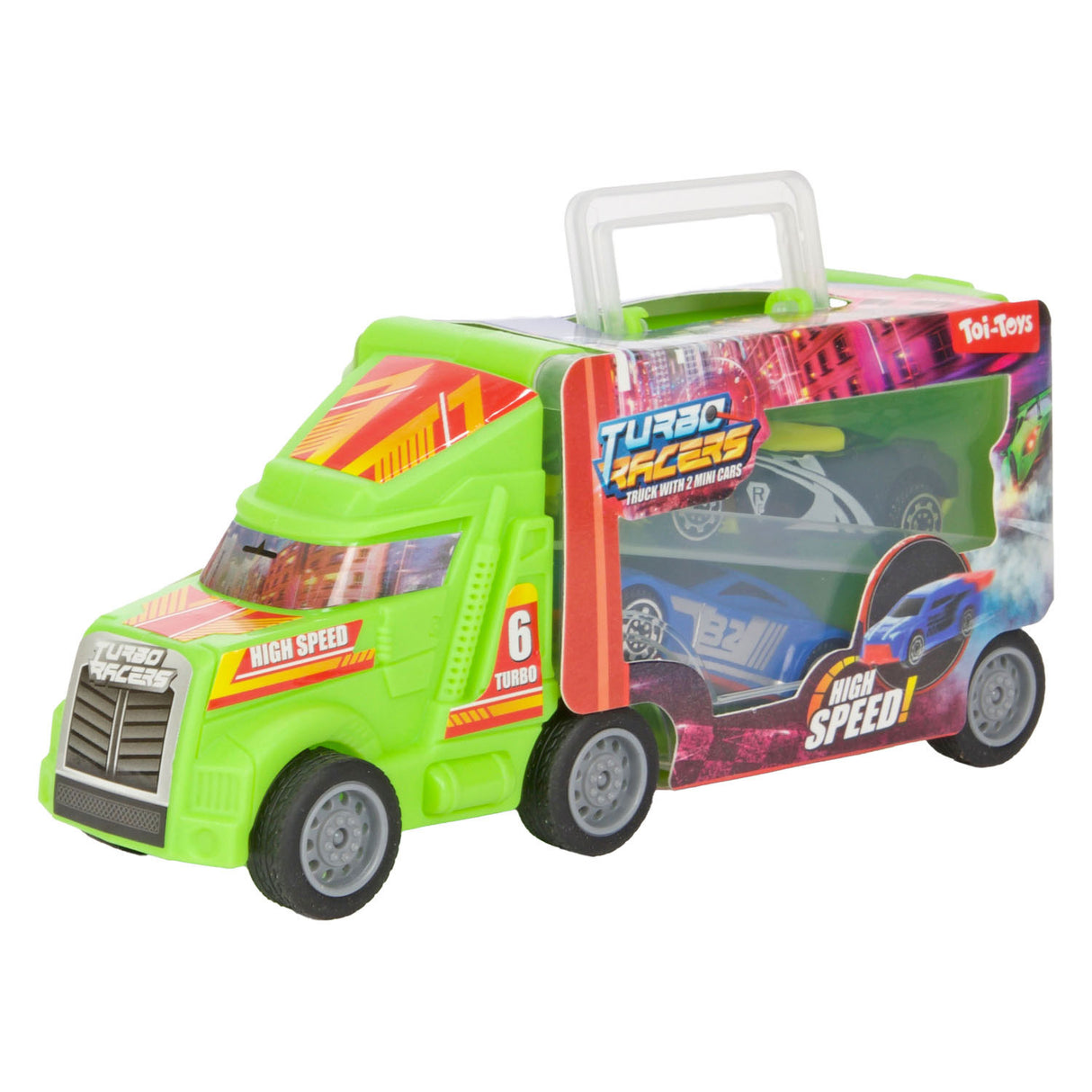 Toi-Toys Turbo Racers Truck con autos de carreras, 3dlg.