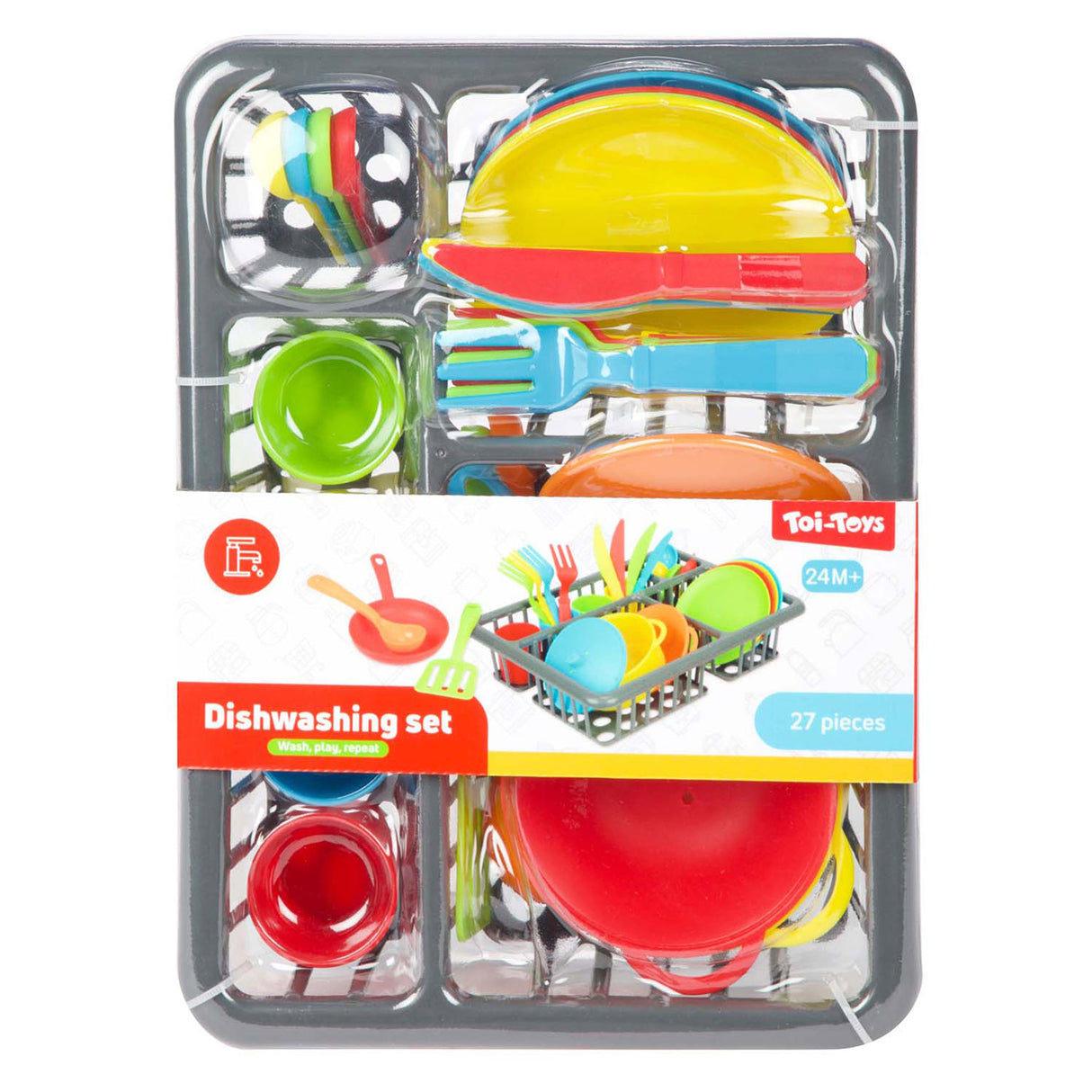 Toi-toys home food afwasrek met bestek en pannen, 27dlg.