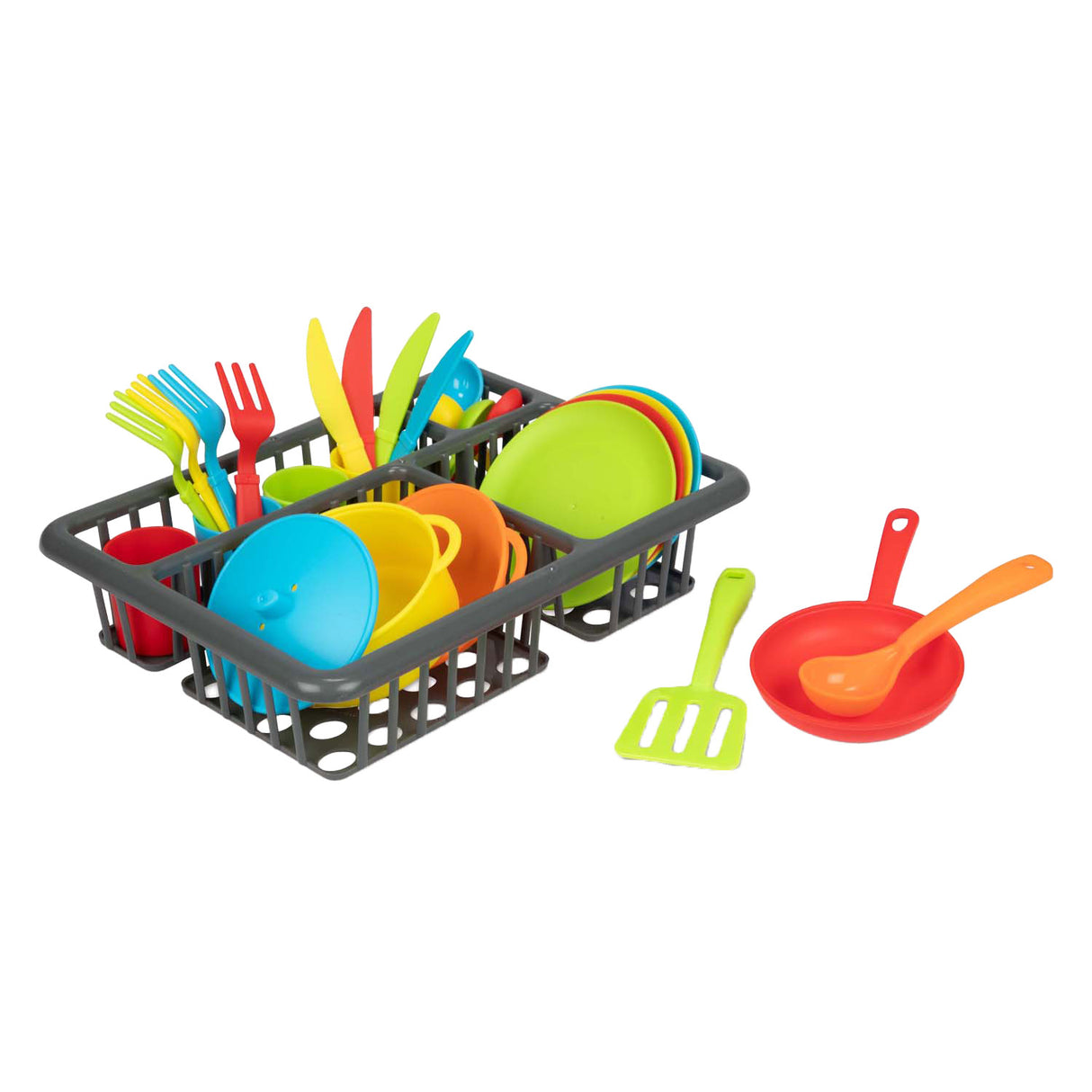 Toi-toys home food afwasrek met bestek en pannen, 27dlg.