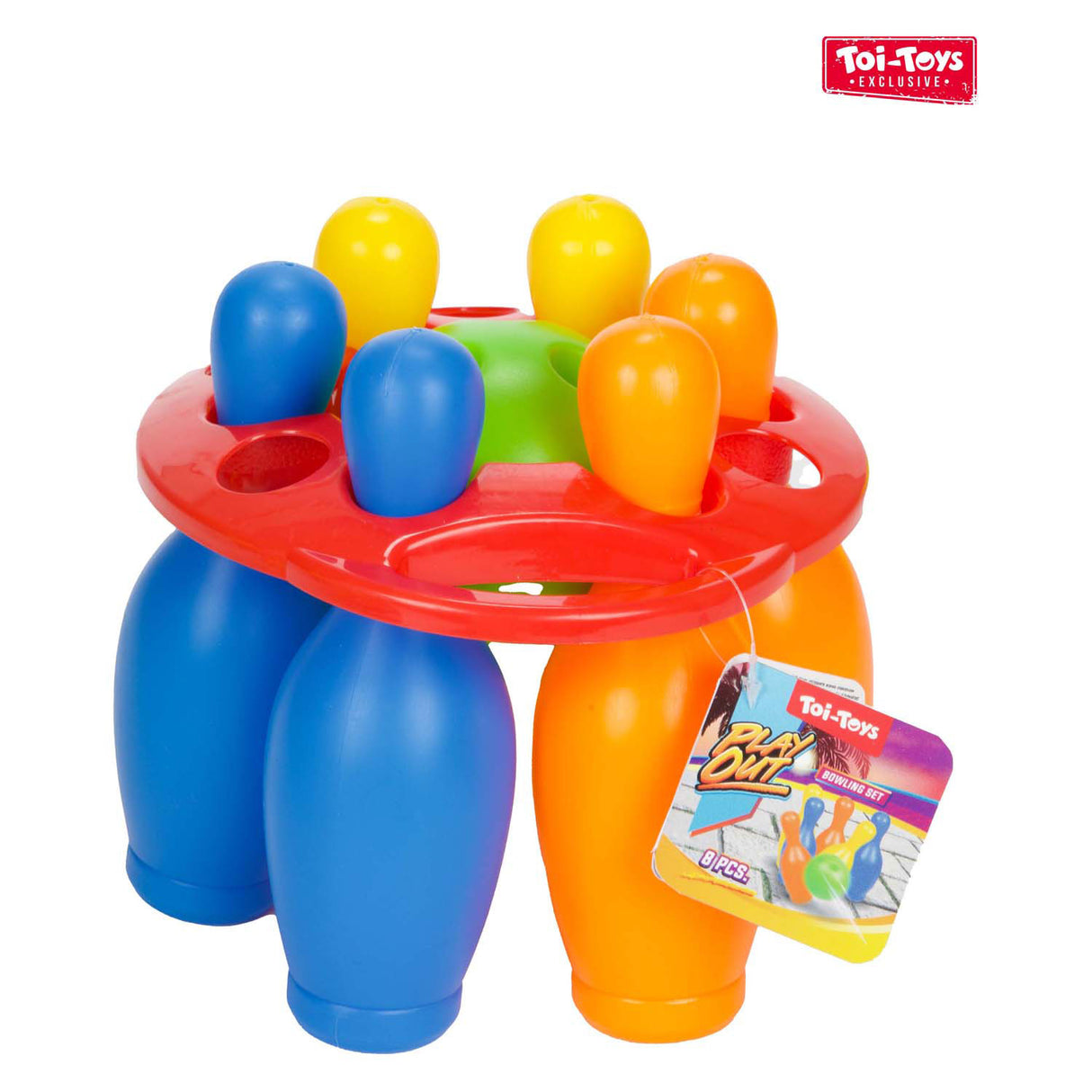 Toi-Toys Bowling Set faarweg, 7 Stéck.