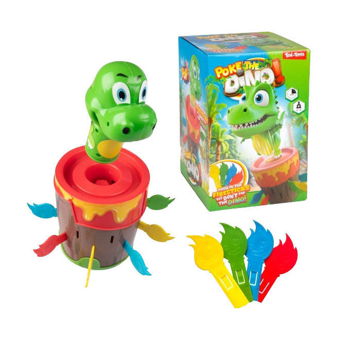 Toi-leker-spill punkterer dino-vulkanen
