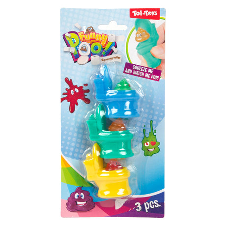 Toi-toys funny poo knijptoiletten glitter drol set van 3 stuks 2 assorti