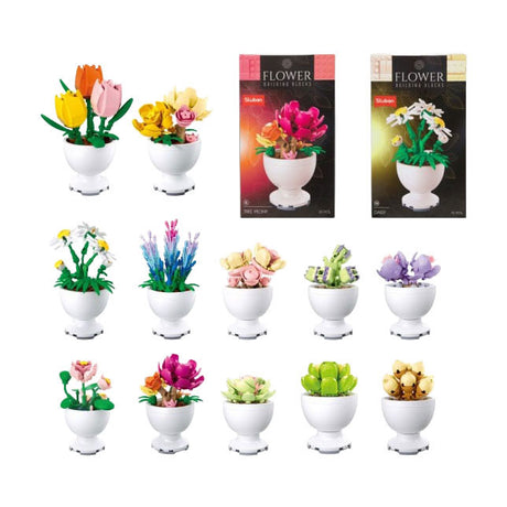 Sluban bouwstenen bloemen in pot