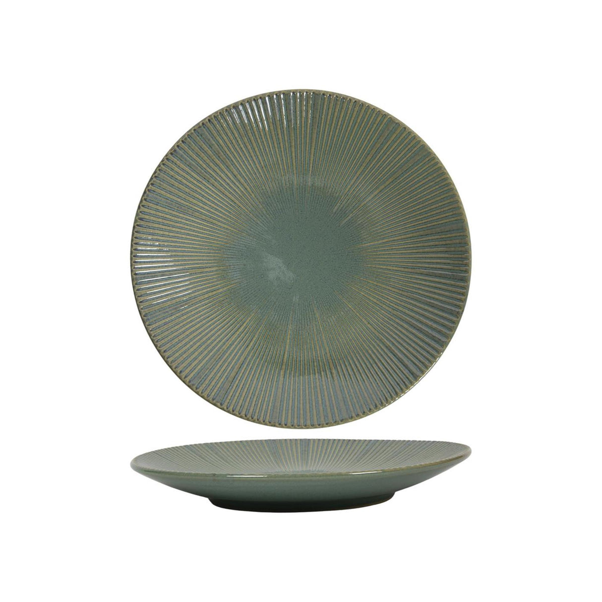 Dinner plate lines ocean blue green ø28cm