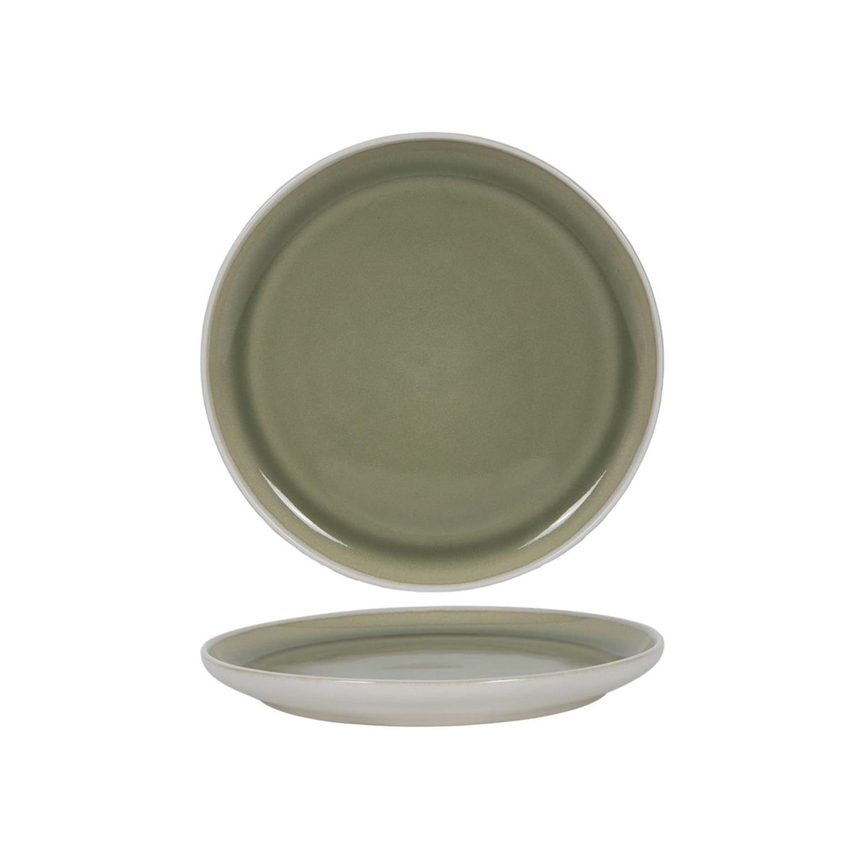 Dinner Teller mat wäiss gréng ø27cm 6 Stéck