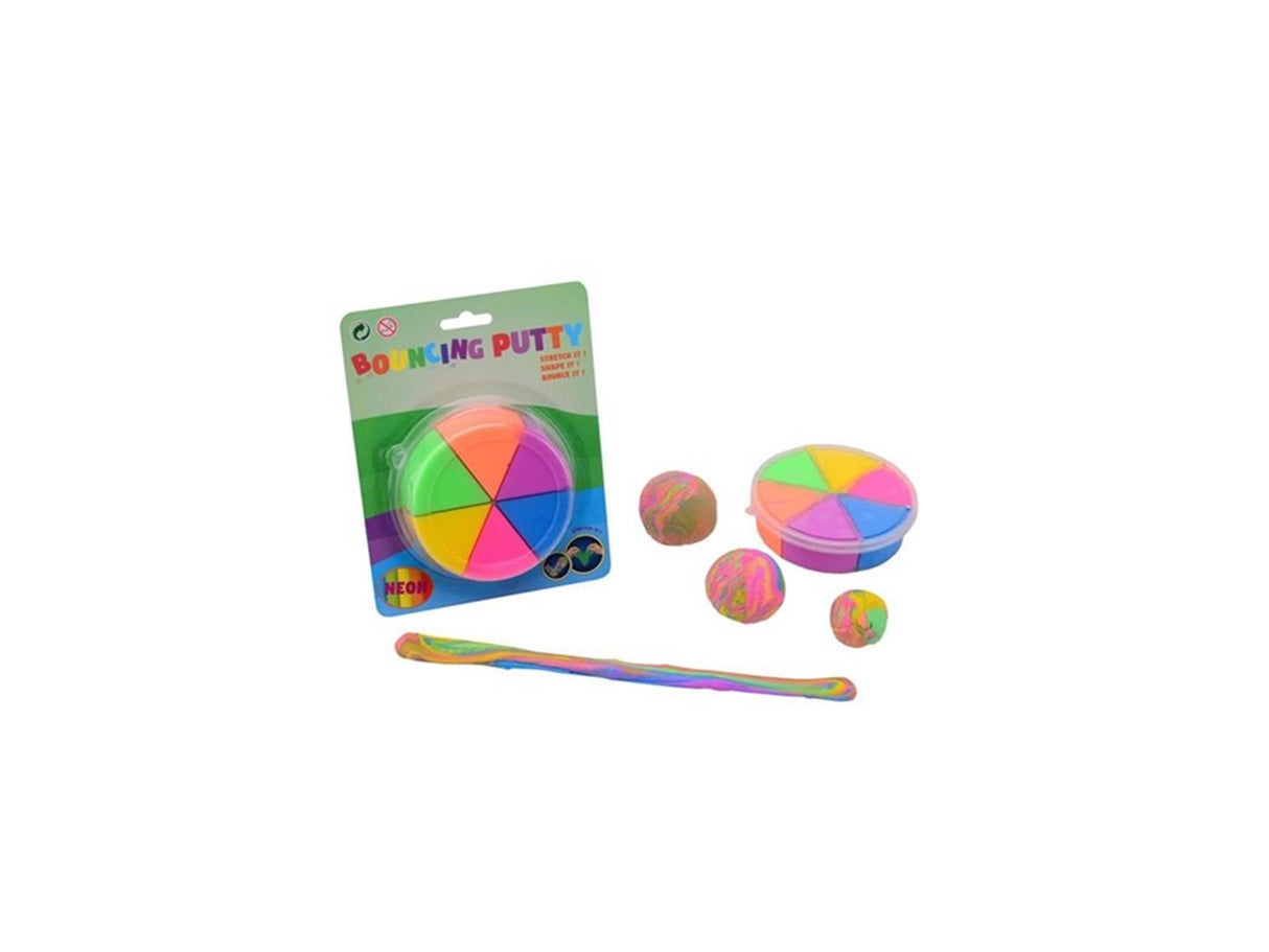 Johntoy john toy bouncing duo putty 6 neon colors storage box on card