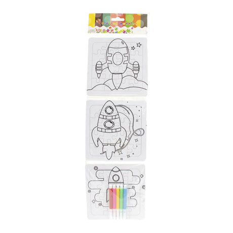 Jono toys kleur je eigen puzzeltjes- 3 puzzeltjes + 5 stiften