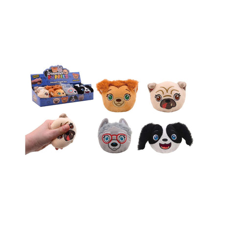 Johntoy slow rise plushe squeez honden 4 assorti