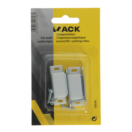 Mack 1015813 - 2 magnetic catches, light model, white plastic | 10 pieces