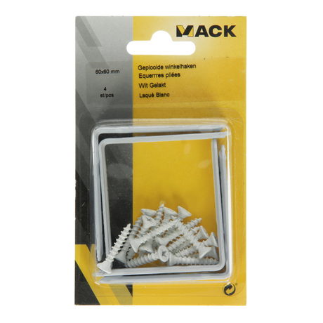 Mack 1013795 - 4-Fold pleated hooks white lacquered 60x60mm | 10 pieces
