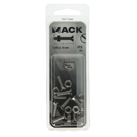 Mack 1019810 - metal screw csk head + nut SS 8 pcs m5x16 | 10 pieces