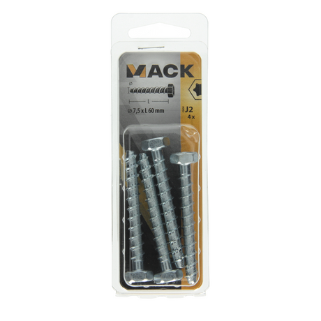 Mack 1019959 - concrete screw zinc plated hex head 4pcs 7.5 x 60 mm | 5 pieces