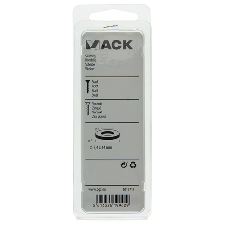Mack 1017715 - sluitring staal verzinkt 30 st 7,4 x 14 mm | 10 stuks