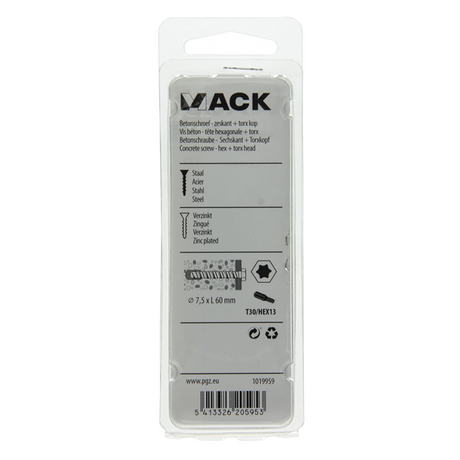 Mack 1019959 - concrete screw zinc plated hex head 4pcs 7.5 x 60 mm | 5 pieces