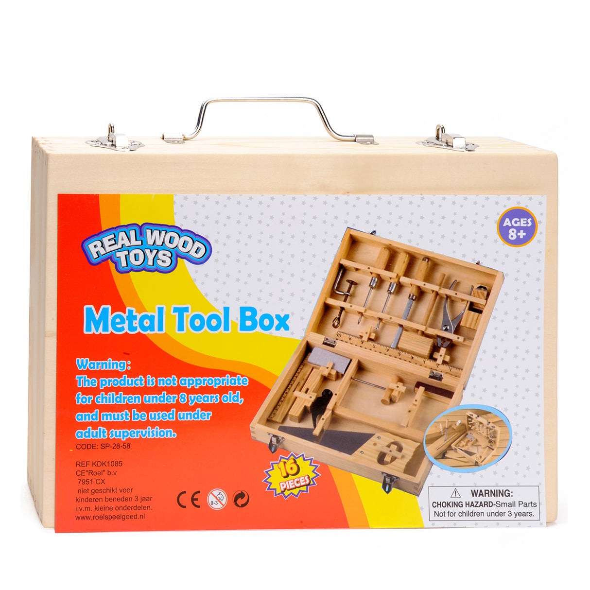 Wooden toolbox, 16dlg.