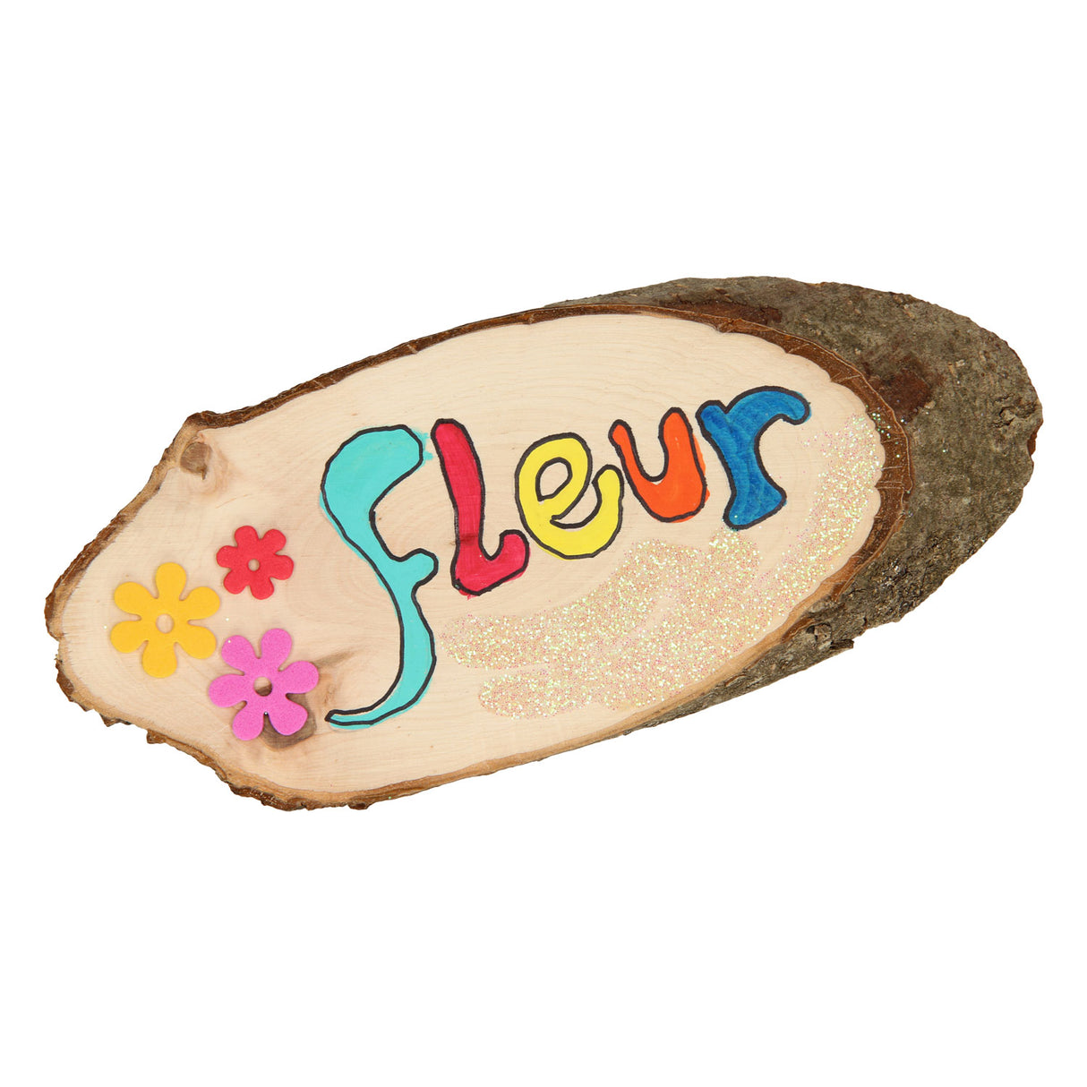 Playwood tree bark nameplate