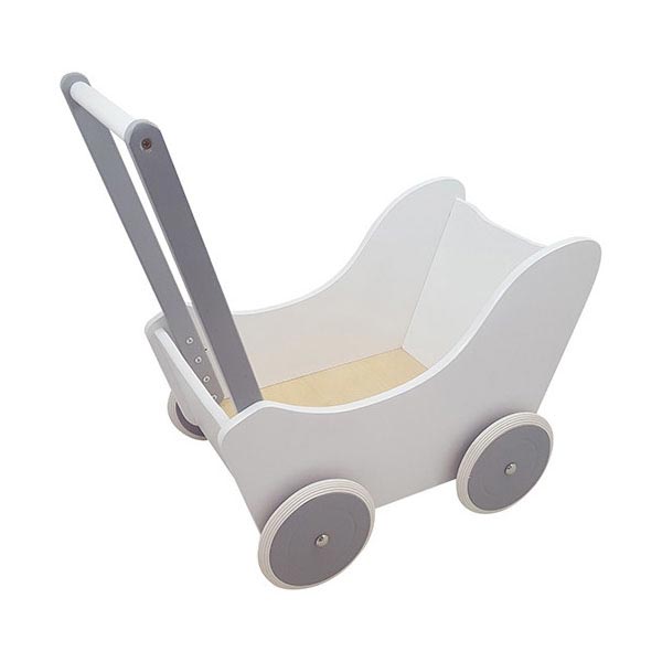 Playwood Dolls Pram White Silver