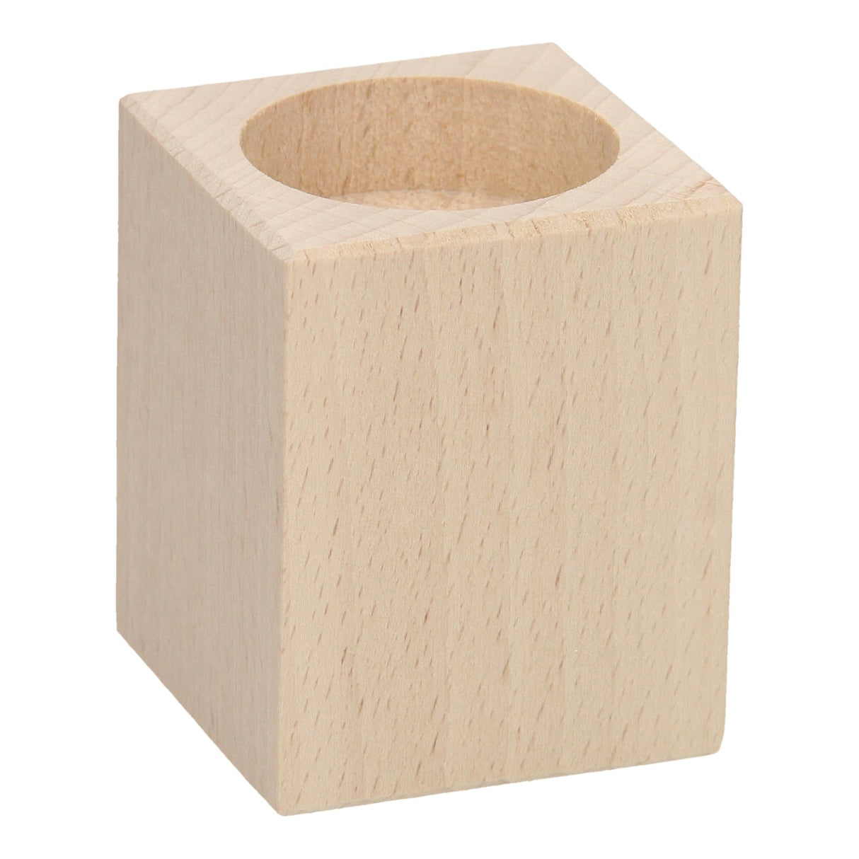 Tea light holder square beech wood.