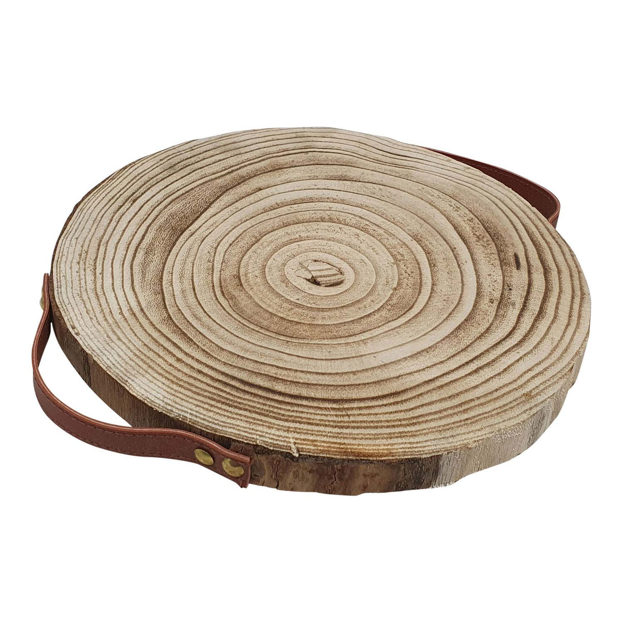 Decoration tree disk paulownia wood with leather handles