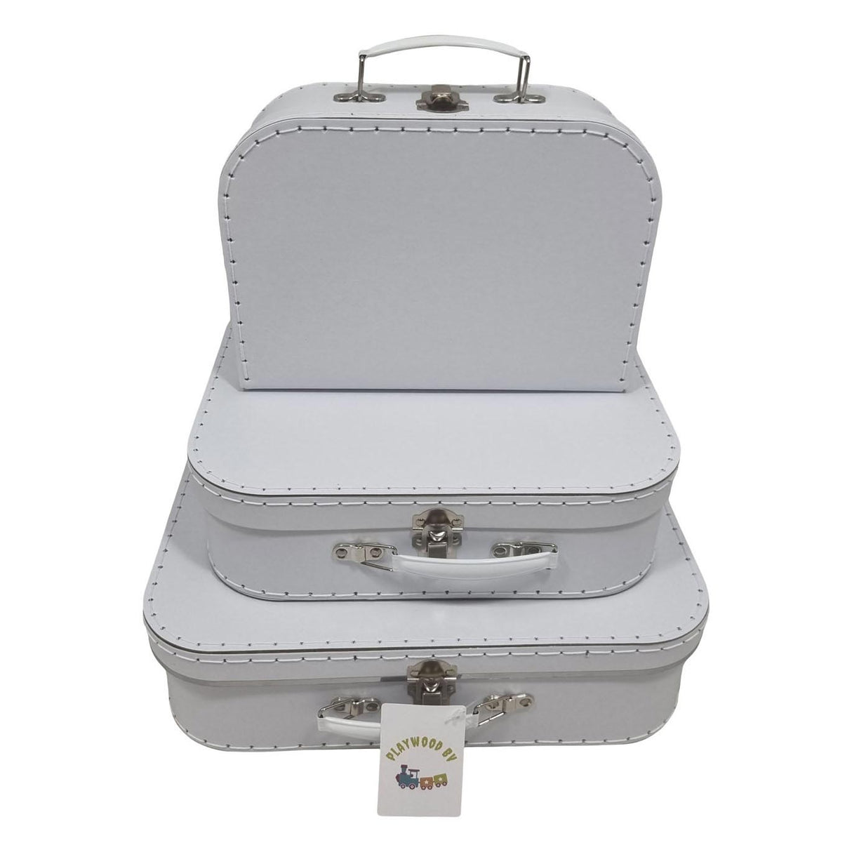 Playwood Cardboard Suitcase Set White, 3st.