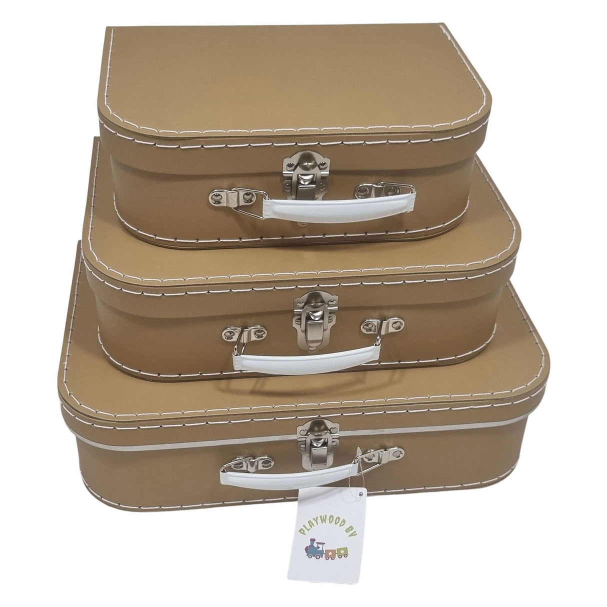 Playwood Cardboard Suitcase Set Brown, 3st.